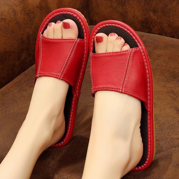 

designer shoes sheepskin slippers women household leather household summer skin slipper lykj-yx, Black