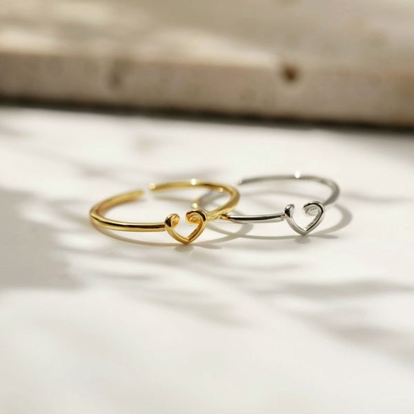 

yongcheng s925 line winding love simple design sweet heart-shaped ring, Black