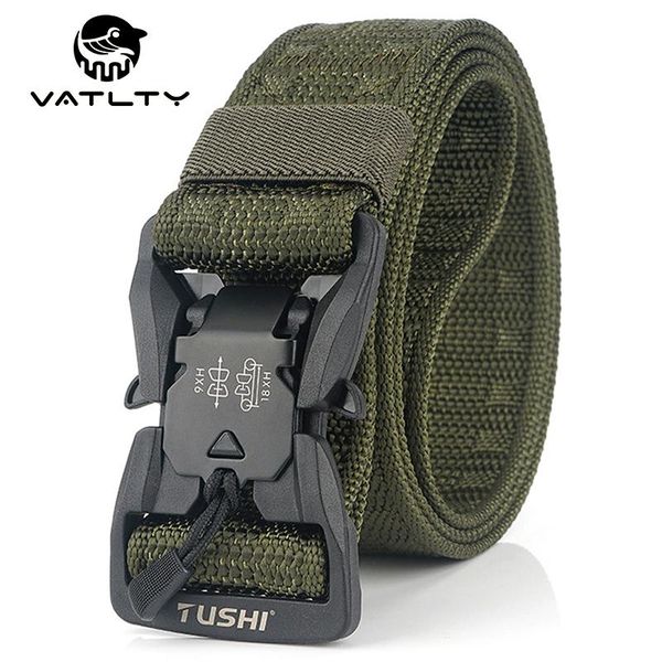 

official authentic magnetic tactical belt 1200d soft nylon outdoor sports work abs resin quick release buckle military waist support, Black;gray