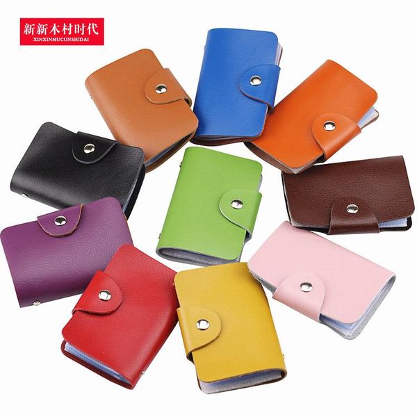 

card holders multi-position business clamp cowskin true leather bag, Brown;gray