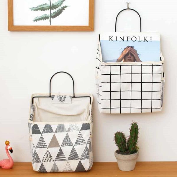 

storage boxes & bins wall hanging bag organizer cotton linen book sundries kitchen bathroom door wardrobe pockets