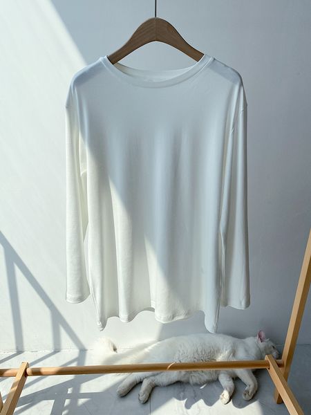 

t shirt early autumn women's tees long sleeve white simple casual female t-shirts