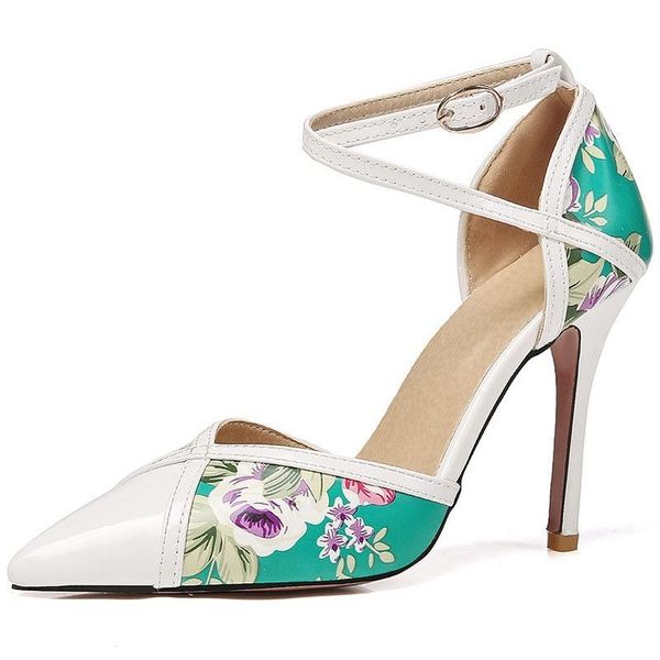 

dress shoes large size sandals women 40-47 printed flowers chinese style pointed toe stiletto women's small 31-33 long production, Black