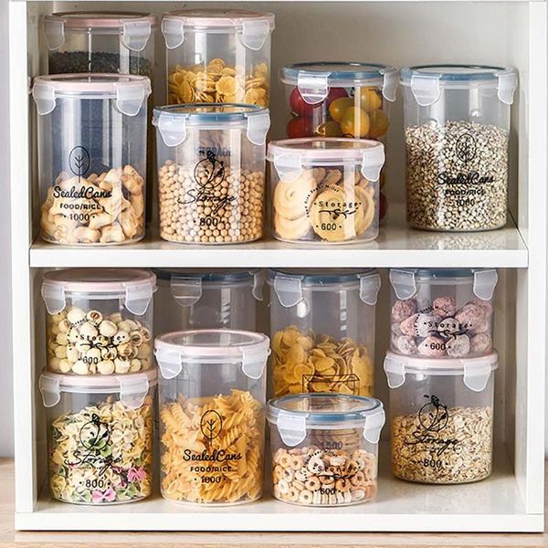 

storage bottles & jars 1.5l plastic sealed household food grade clear kitchen multi grains box with lid