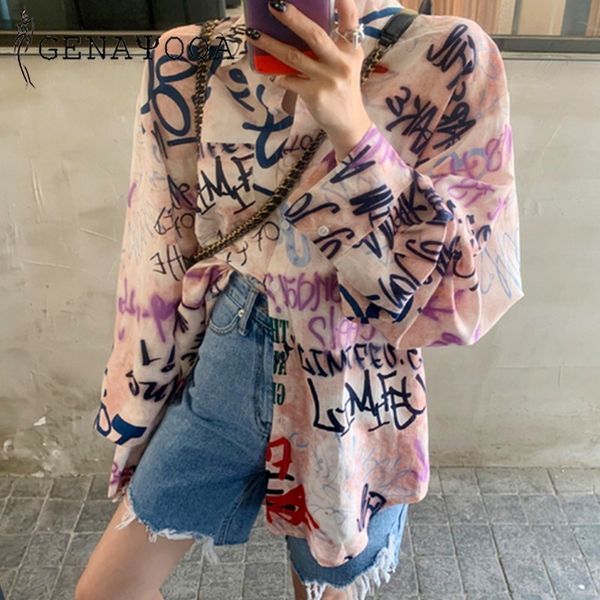 

genayooa womens and blouses summer long sleeve casual spring chiffon blouse shirts sunscreen floral for women 210417, White