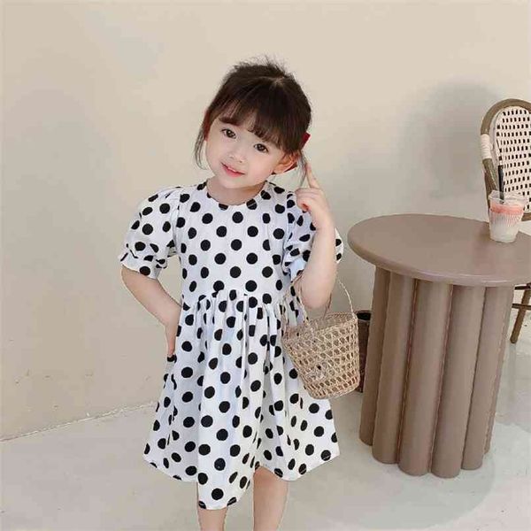 

spring and summer children's clothing girls dress princess round neck polka dot dress kids es for 210702, Red;yellow