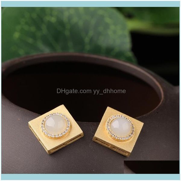 

other jewelryother manufacturer with certificate 925 pure sier gold-plated inlay geometry and tian baiyu jasper earrings drop delivery 2021, Slivery;golden