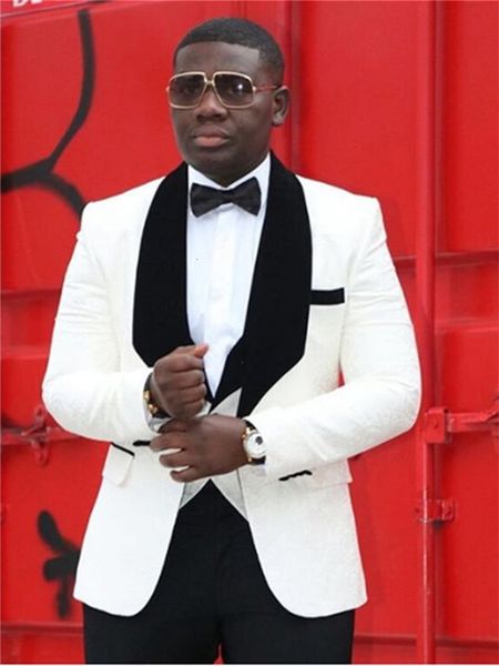 

men's suits & blazers custom made groomsmen shawl groom's lapel tux black/white wedding suits man blazer (jacket + pants vest), White;black
