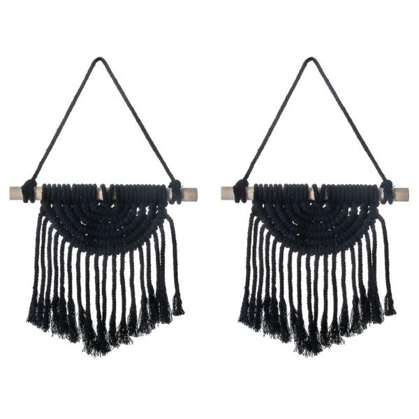 

tapestries wall hanging tapestry cotton rope tassel hand woven bohemian geometric art beautiful room home decor, 2pcs