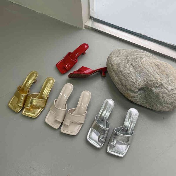 

slippers summer clip toe women sandals slip on mules shoes gold/red/silver square thin low heels shallow dvcr, Black