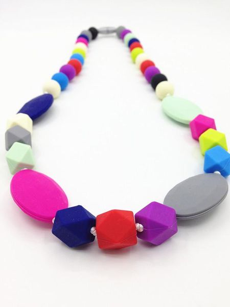 

style design silicone teether toy necklace baby teething necklaces bpa wholesale chains, Silver