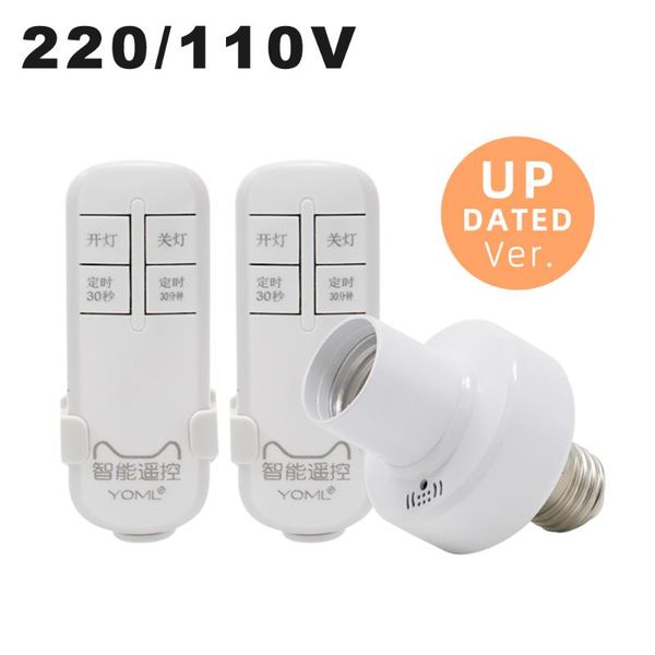 

smart home control ac220v remote switchs wireless rf e27 screw light base on/off timer switch socket 433mhz for led lamp bulb
