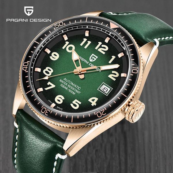 

wristwatches men's watches luxury pagani design brand wristwatch leather automatic mechanical business sports watch men relogio masculi, Slivery;brown