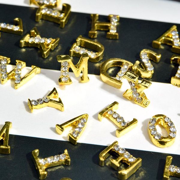 

nail art decorations 3d glitter rhinestones covering bright gold letter design stones ab shiny charm glass strass decoration for alloy suppl, Silver;gold