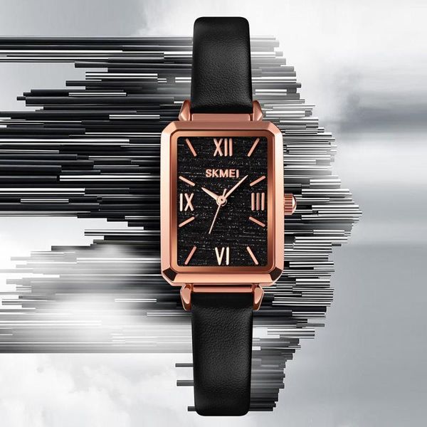 

wristwatches skmei square ladies watch textured dial 30m waterproof small leather strap fashion female wristwatch black 2021 170, Slivery;brown