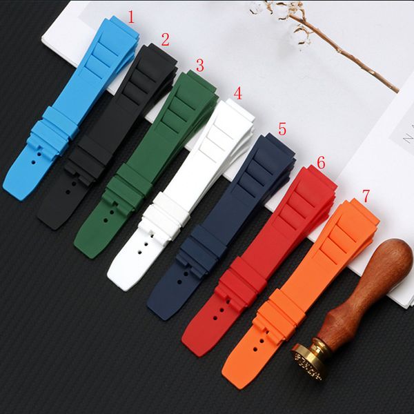 

28mm silicone rubber spring bar watch band strap for rm rm011277u, Black;brown
