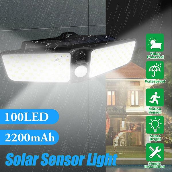 

solar lamps 100 led waterproof light outdoor lamp dual security detector powered sunlight motion sensor floodlight
