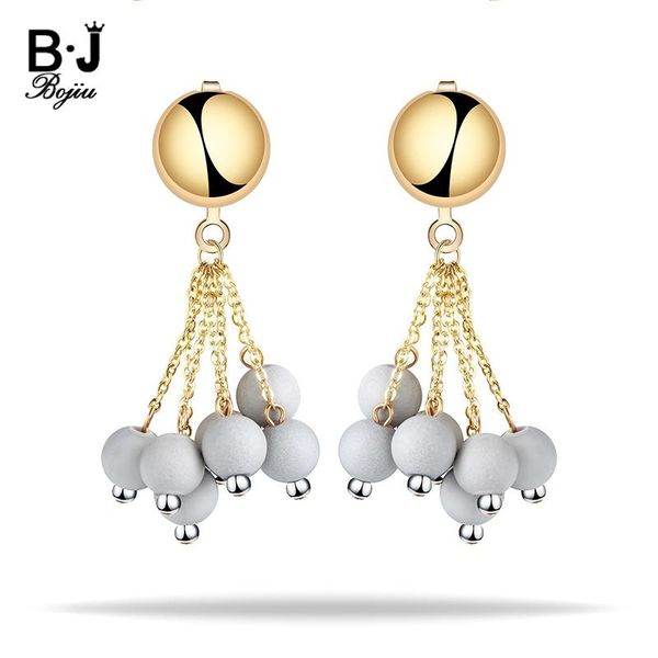 

dangle & chandelier bojiu boho gold drop earrings for women girl jewelry gift female bohemian long chain rubber ball eardrop earring hanging, Silver