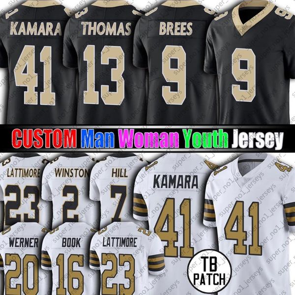 

alvin kamara michael thomas jersey drew brees marshon lattimore football shirts taysom hill new orleanssaints9 jameis winston we, Black;red