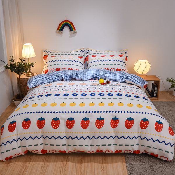 

four student dormitory sheet quilt cover bedding 4 piece set of pure cotton