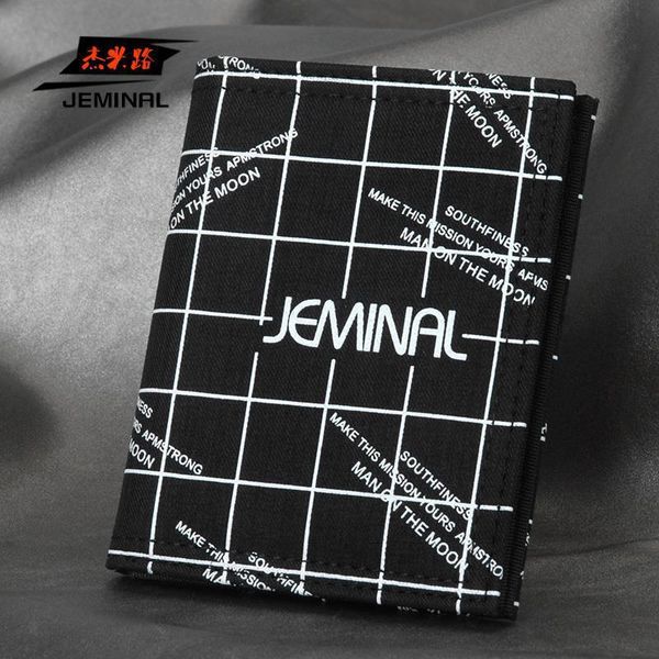 

trendy new korean two short student vertical wallet canvas fold simple thin men's uwtfe