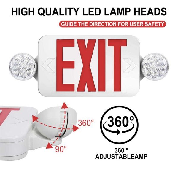 

emergency lights 120/277v led combo exit light safety evacuation indicator lamp el mall school public places