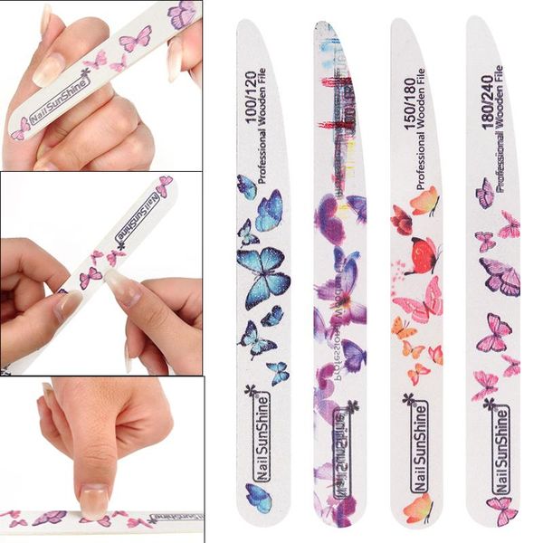 

double sided butterfly nail file professional sandpaper sanding files washable manicure pedicure polishing tools