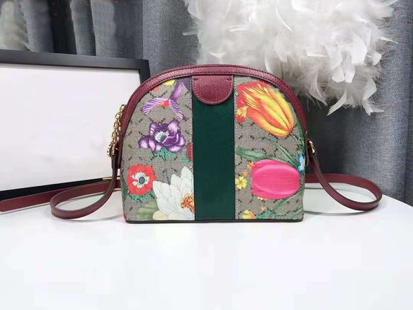 Borsa a tracolla di design Borsa a conchiglia di lusso Borsa a tracolla da donna GGletter Stampato Borsa a catena di moda di alta qualità Borsa da donna Borse da esterno Borse Fiore 499621