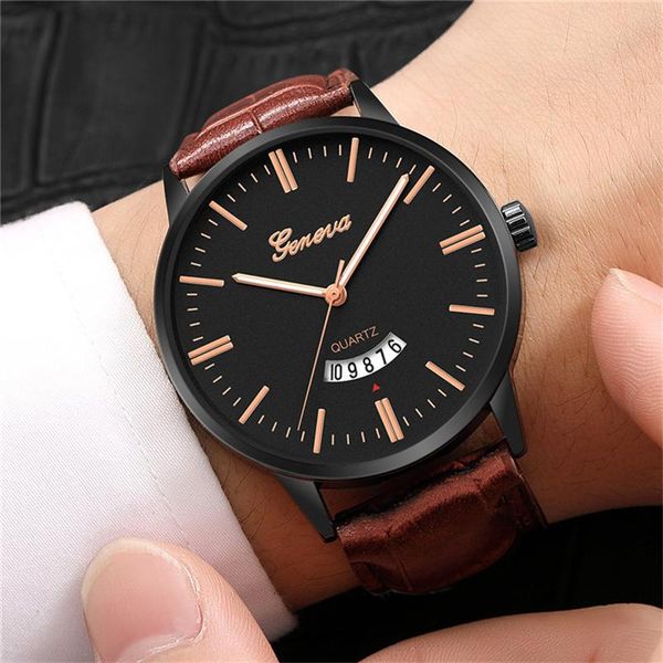 

wristwatches mens watches plush brand men unique sports watch men's quartz date clock busniess wrist relogio masculino erkek saat, Slivery;brown