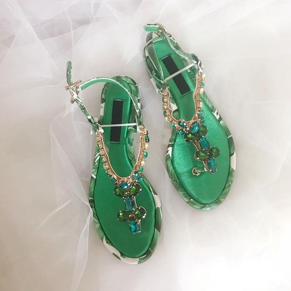 

fashion women summer sandals 2021 arrivel rhinestone t-strap cool shoes for, Black