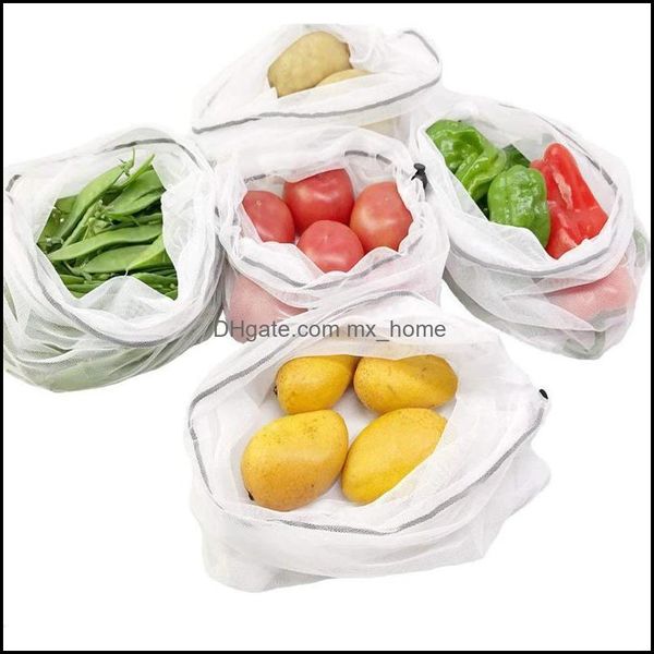 Organização Homekee Organização Home Gardenhanging Baskets Eco Friends Shop Toys Mesh Produza Bolsas Reutilizáveis ​​Armazenamento de cozinha de frutas vegetais