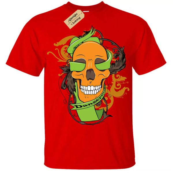 

dangerous skull t-shirt mens, White;black