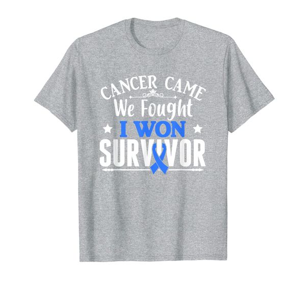 

Cancer Came We Fought I Won Colon Cancer Survivor Dark Blue T-Shirt, Mainly pictures