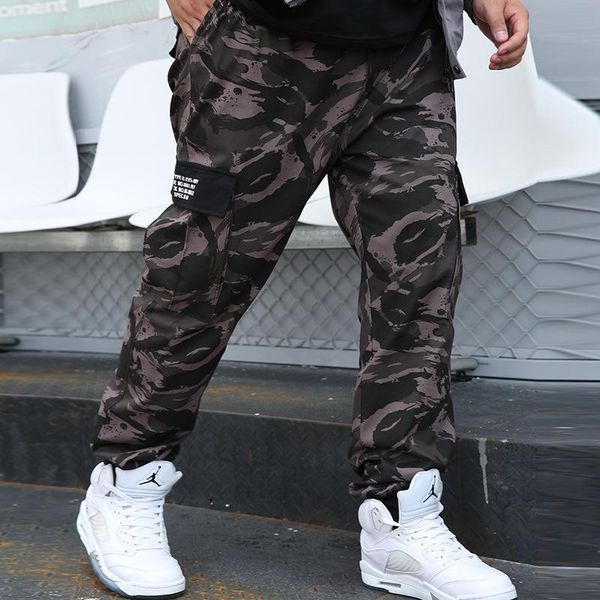 

men's pants camouflage cargo joggers militar men trousers hip hop army camo spodnie meskie man cotton sweatpants kargo ropa, Black