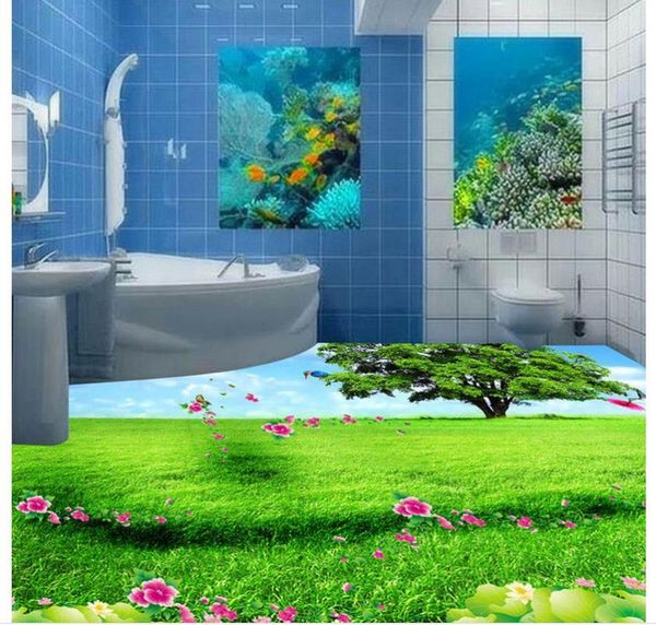 

wallpapers home decoration waterproof wall murals 3d grassland field floor design pvc self-adhesive wallpaper