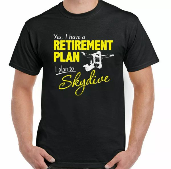 

skydiving t-shirt mens funny fall parachute para pension, White;black