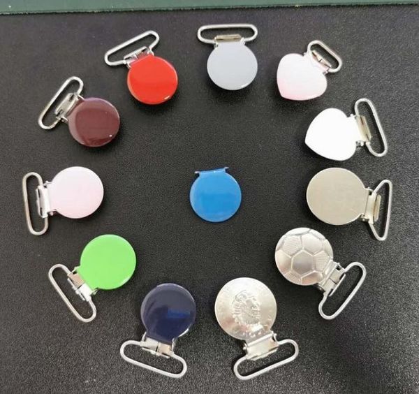 2021 novos suspensórios redondos de metal Soothers tither clipes DIY Chuveiro de bebê dummy chupeta clipes de corrente de brinquedo livre 21 cores DHL