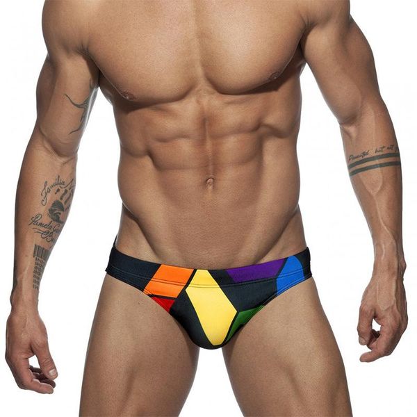 

men's swimwear swimming wear low waist patchwork body shaping colorful suits leisure spring cup briefs