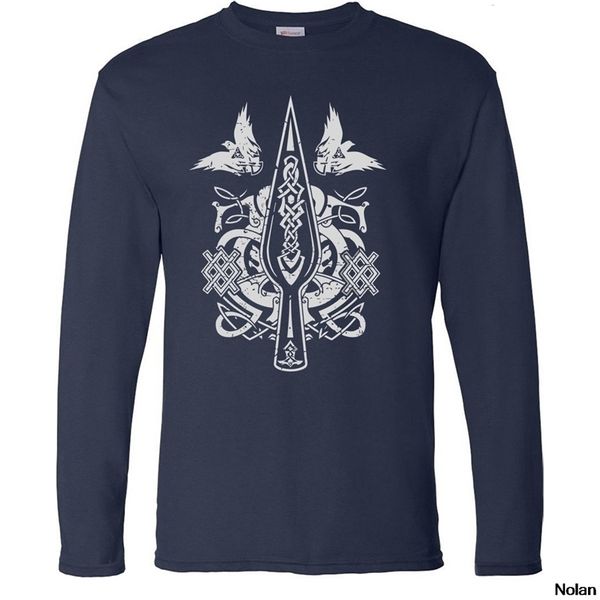 

odin vikings t shirt men scandinavian runes valhalla tshirt mens round neck tee streetwear long sleeve tshirts tracksuit 210409, White;black