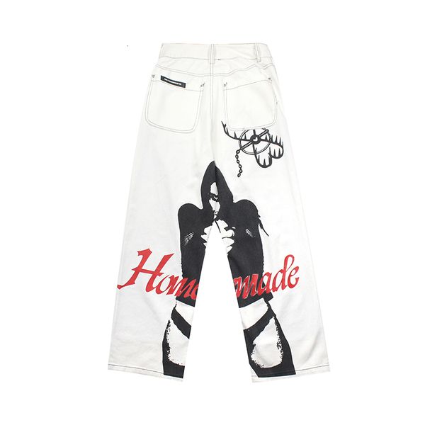 

men's pants letter block and character print streetwear men's jeans harajuku style vibe oversize baggy p9fx, Black