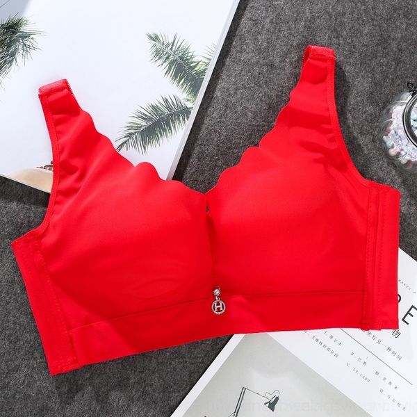 

2zs 2021b cup women's brassiere support soft cup close adjustment women's underwearvest wave edge underwear, Red;black