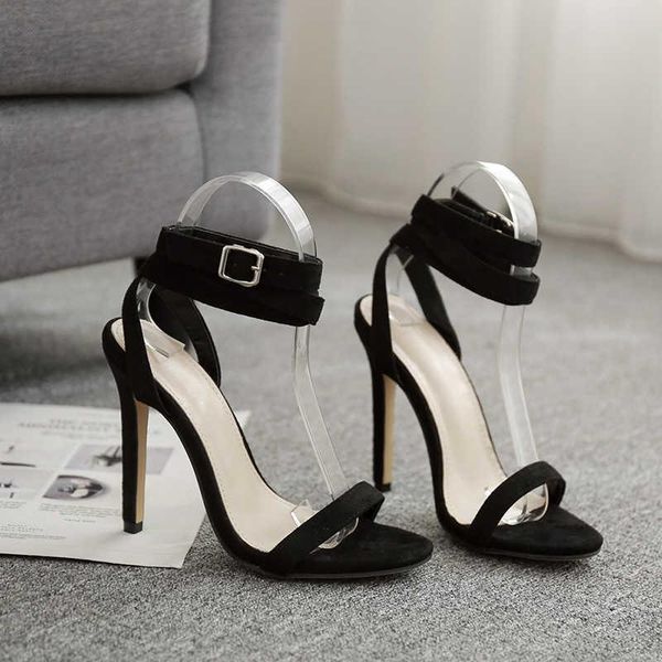 

sandals summer 2021 star style belt buckle high heels size 40, Black