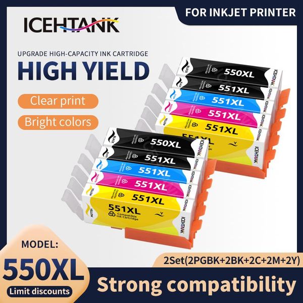 

ink cartridges icehtank compatible for canon cli 551 pgi 550 pixma ip7250 ix6850 mg5550 mg5650 mg6450 mg6650 mx725 mx925