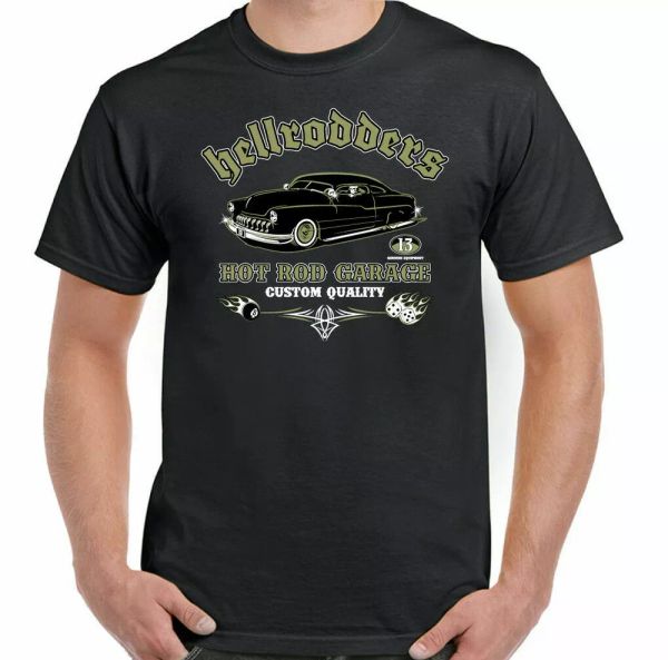 

hellrodders rod garage men funny dragster t-shirt od car, White;black