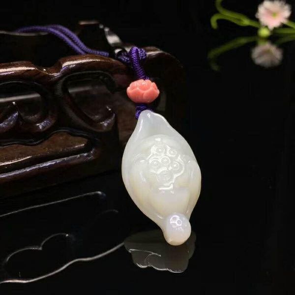 

lockets h7#exquisite hetian jade auspicious lotus pendant, Silver