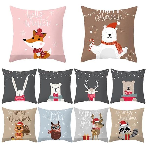 

pillow case cartoon christmas style deer animal po cushion cover for home sofa chair decorative throw pillowcase