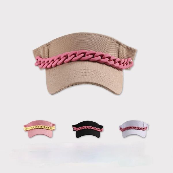 

wide brim hats sun hat summer ladies chain baseball cap adjustable size beanie beach empty sports, Blue;gray