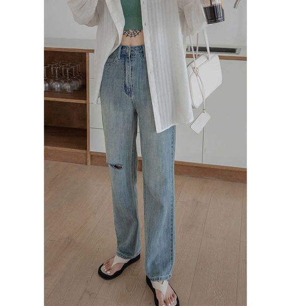 

jeans high waisted for women in summer 2021, Blue