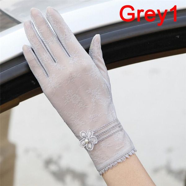 

women summer driving thin lace gloves outdoor uv protection, Blue;gray