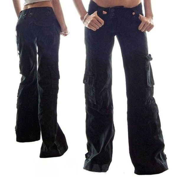 

women's pants & capris 2021 women cargo casual streetwear harajuku hip hop harem jogger sweatpants low waist loose female trousers, Black;white